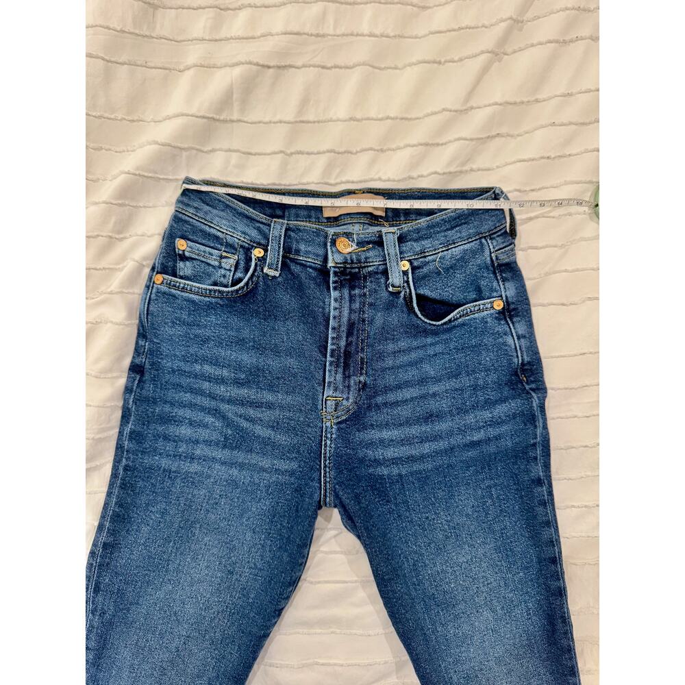 7 For All Mankind Luxe Vintage Slim Kick Jeans Deep Soul Raw Hem Women's 27 - Picture 9 of 16